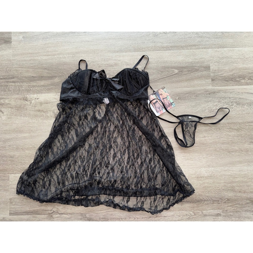 NWT Women's Black Lacy Lingerie Dress, XL